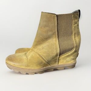 Sorel Joan of Arctic Hidden Wedge Tan Leather Boot Womens 8 Suede Waterproof
